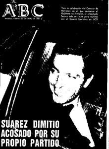 Portada de ABC, en el día de la dimisión de Suárez.