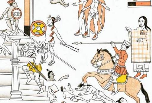 Matanza de indígenas en Cholula a manos de los conquistadores españoles en 1519.