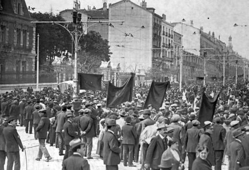 Manifestación obrera en conmemoración del 1º de mayo de 1918