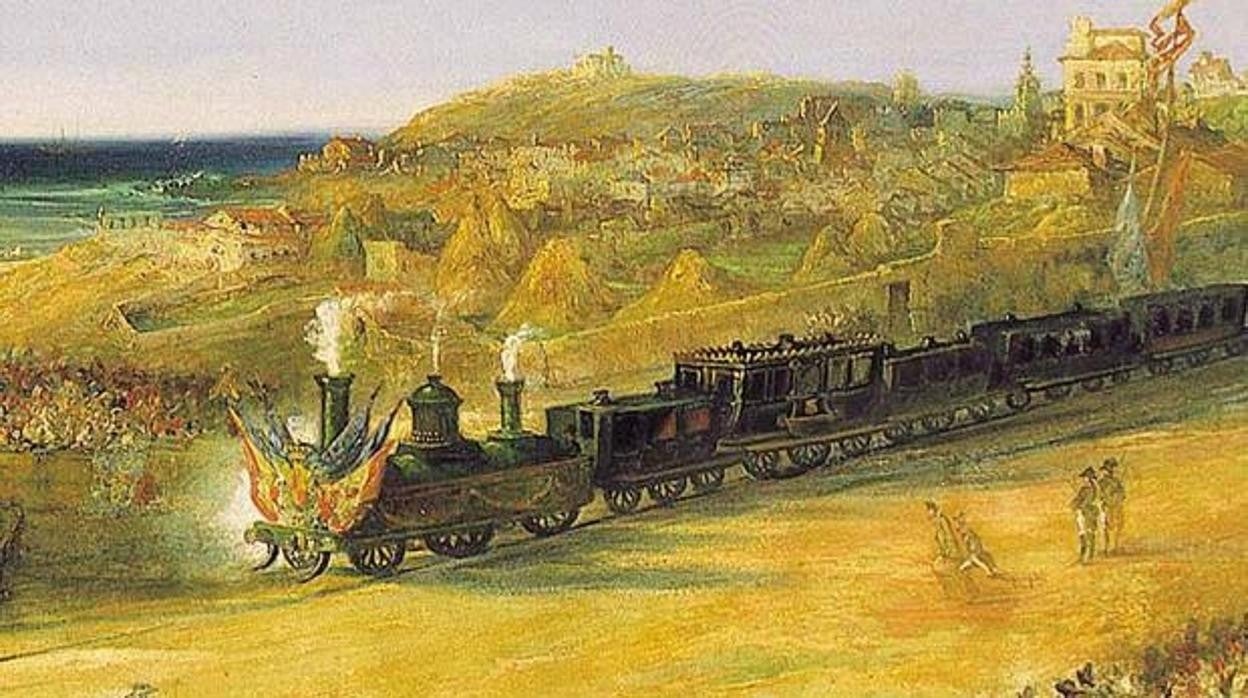 Inauguración del ferrocarril a Langreo. Cuadro de Jenaro Pérez Villamil. 1852.