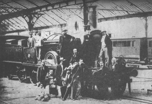 Fotografía de los constructores y accionistas de la línea Barcelona-Mataró, hacia 1848.