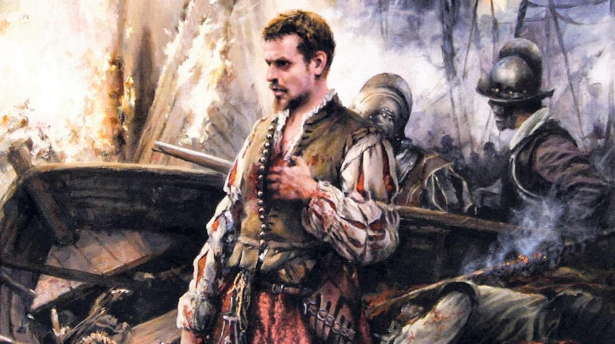 El cuadro de Augusto Ferrer-Dalmau en el que se representa a Cervantes en la batalla de Lepanto