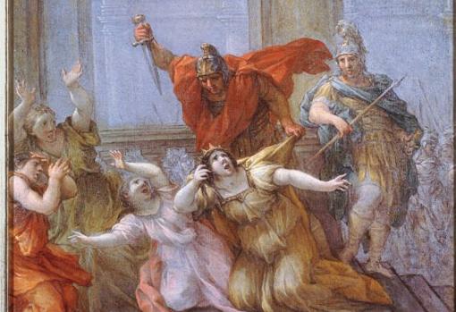 El asesinato del emperador Calígula por Lazzaro Baldi.