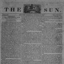 Portada del diario 'The Sun', en 1834