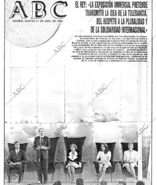 Portada de ABC sobre la inauguración de la Exposición Universal de Sevilla