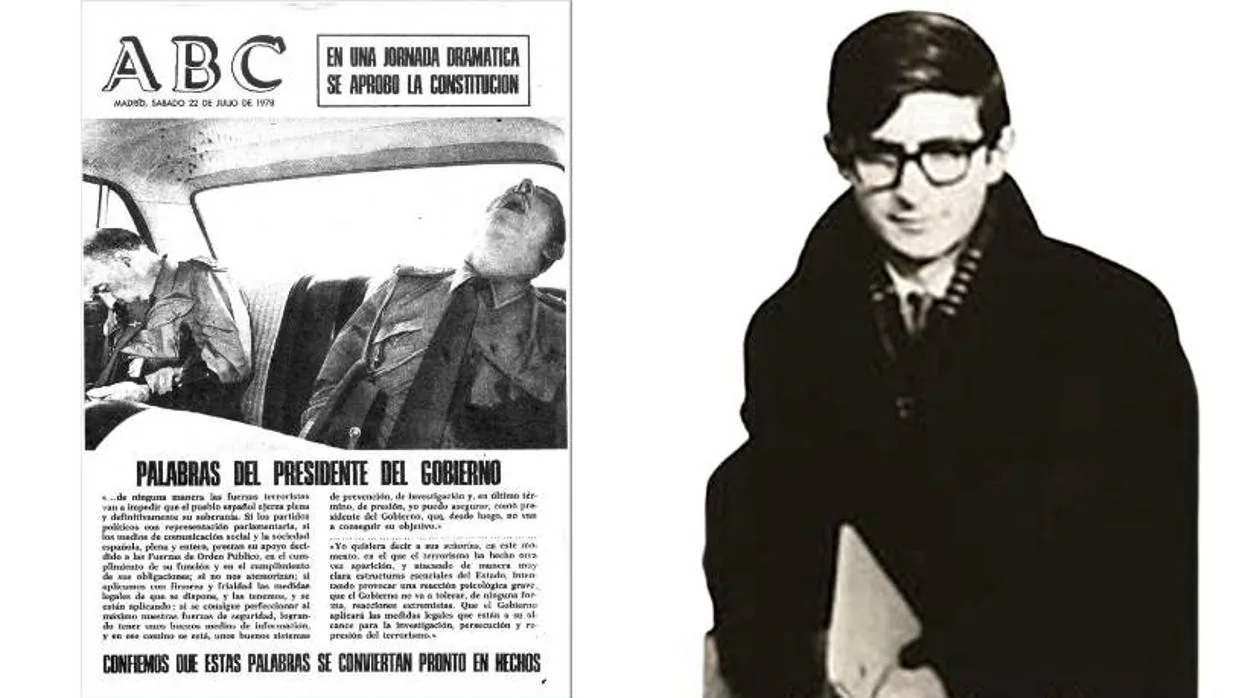 Montaje de una de las pocas imágenes que se conservan de Txabi Etxebarrieta, junto a una portada de ABC sobre uno de los antentados cometidos por ETA en 1978