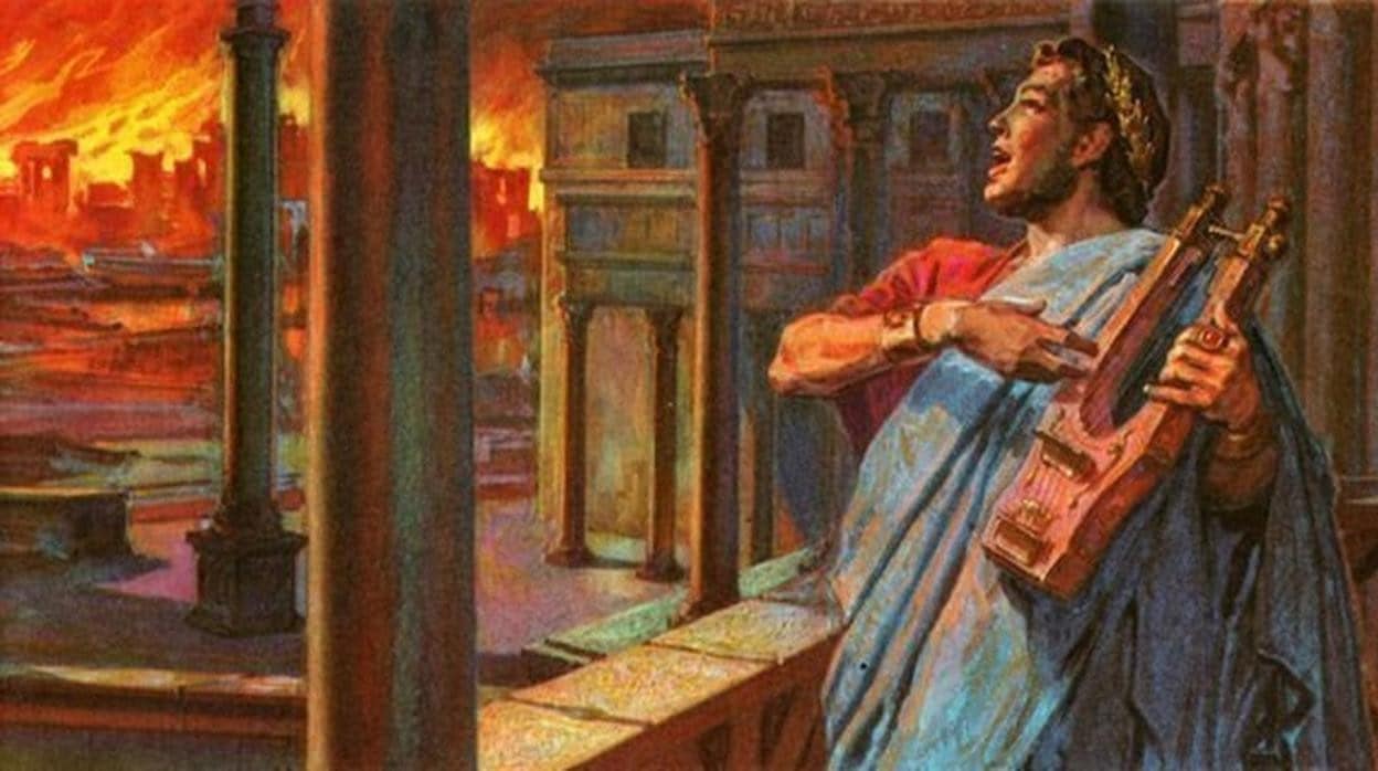 Nerón, durante el incendio de Roma
