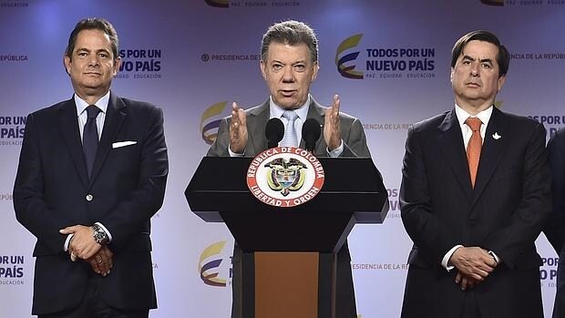 El presidente de Colombia, Juan Manuel Santos, durante la rueda de prensa
