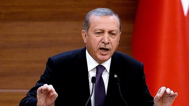 El presidente turco, Recepp Tayyip Erdogan, da un discurso en el palacio presidencial de Ankara