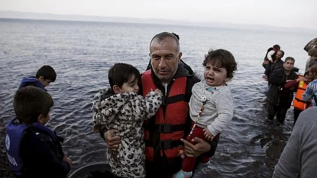 Refugiados sirios que sí pudieron llegar a la isla griega de Lesbos