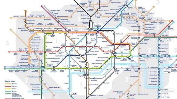 El mapa de metro que calcula cuánto se tarda caminando entre paradas