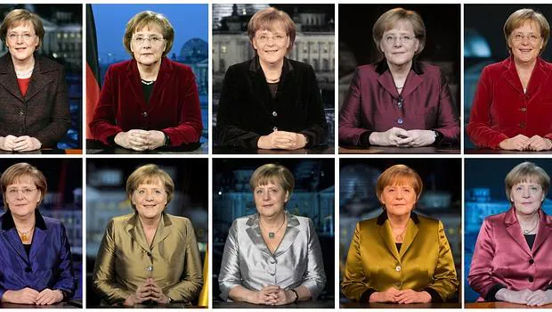 Merkel durante sus discursos de Año Nuevo entre 2009 y 2014
