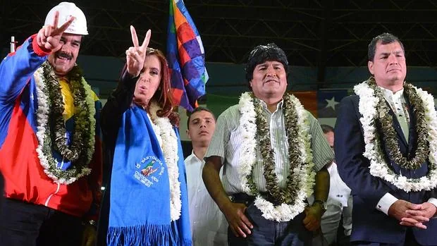 Nicolás Maduro, Cristina Fernández, Evo Morales y Rafael Correa, en una cumbre en Cochabamba en 2013