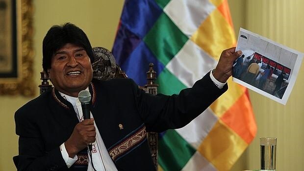 Evo Morales, durante una rueda de prensa este miércoles en La Paz