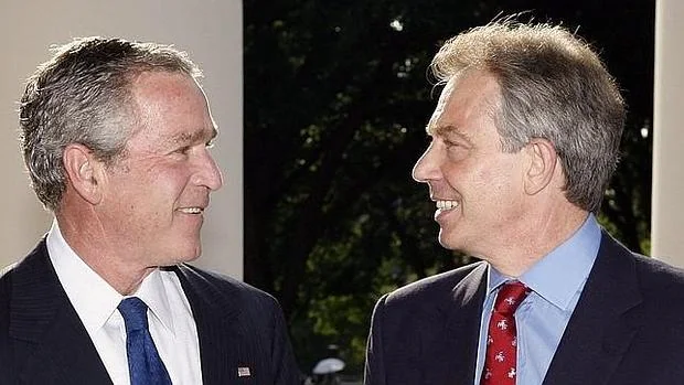 George W. Bush y Tony Blair en la Casa Blanca, en mayo de 2006
