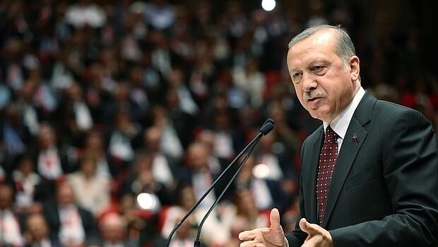 Erdogan, presidente de Turquía, durante el discurso que ha dado este martes en Ankara