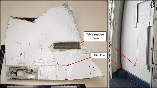 Una de las piezas que se cree que pertenecen al MH370