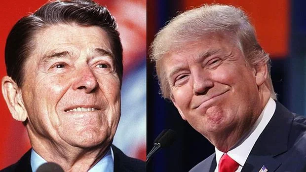 Montaje de Reagan y Trump