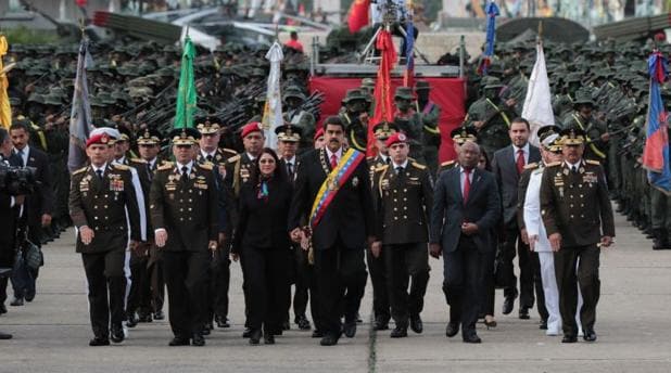 Nicolás Maduro, durante un acto con el mando militar