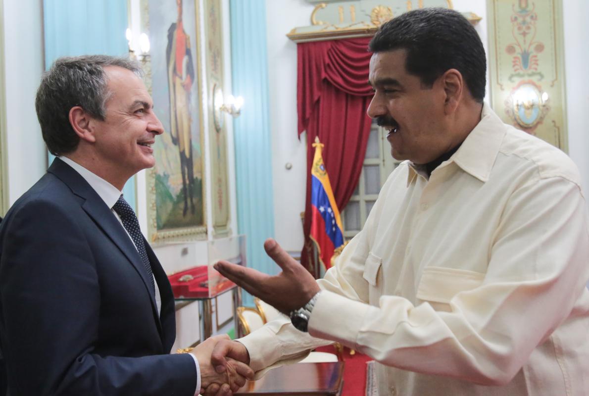 Zapatero, durante uno de sus encuentros con Nicolás Maduro en Venezuela