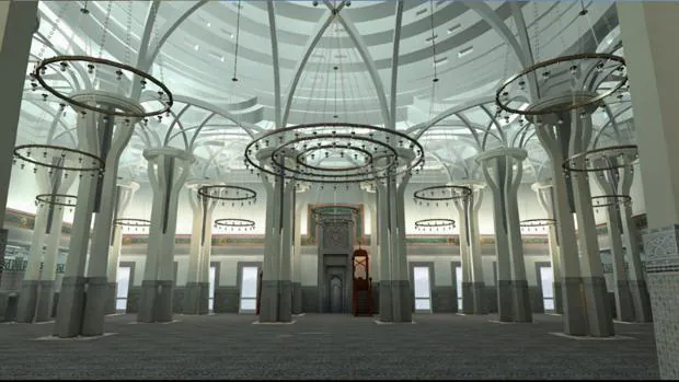 Interior de la Mezquita de Roma, considerada la más importante de Italia