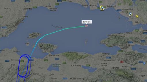 Trayectoria que siguió el avión de Erdogan durante el golpe de Estado