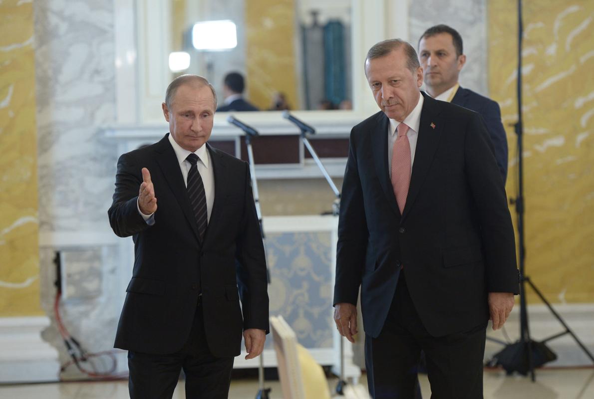 Putin y Erdogan, ayer en el Palacio de Constantino de San Petersburgo