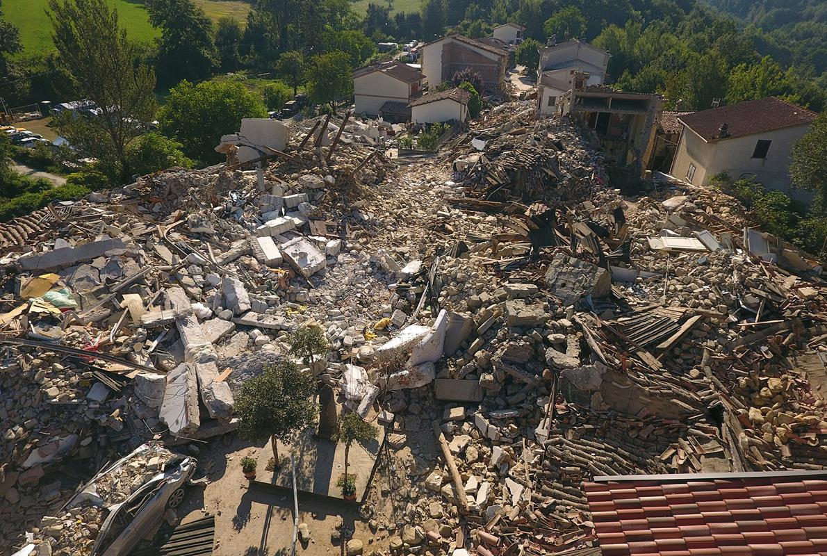 Imagen tomada por un dron de la aldea de Saleta, perteneciente a Amatrice