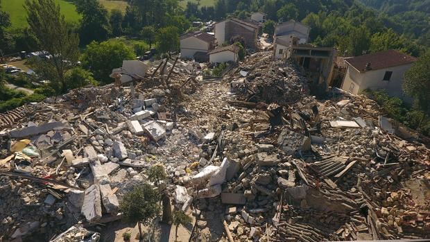 Imagen tomada por un dron de la aldea de Saleta, perteneciente a Amatrice