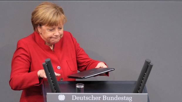 La canciller alemana, Angela Merkel, durante la sesión de este maiércoles en el Bundestag