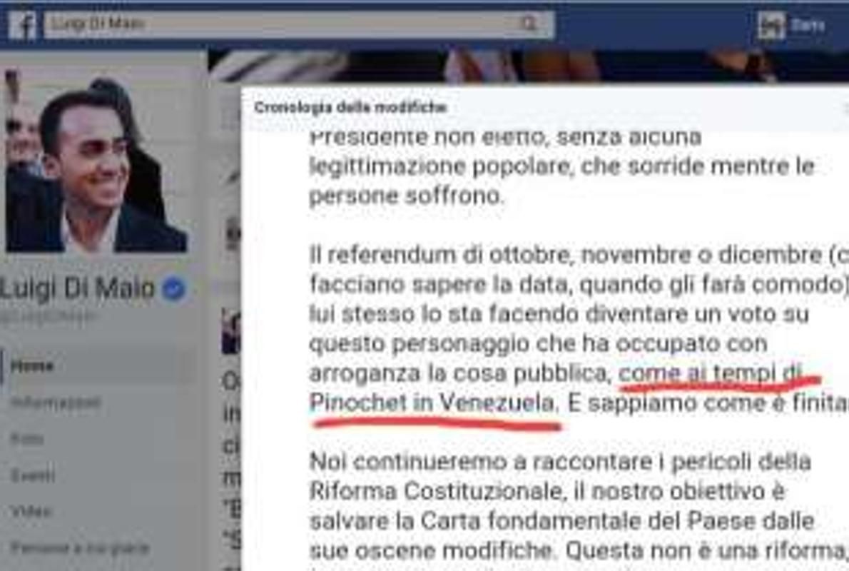 Metedura de pata del populista Di Maio: «Renzi es como Pinochet en Venezuela»