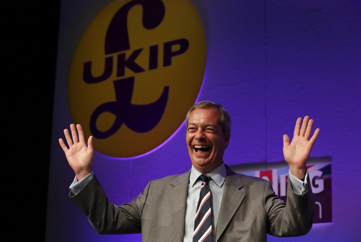 Farage, ayer, durante un discurso en la conferencia de otorño del Ukip, en in Bournemouth, sur de Inglaterra