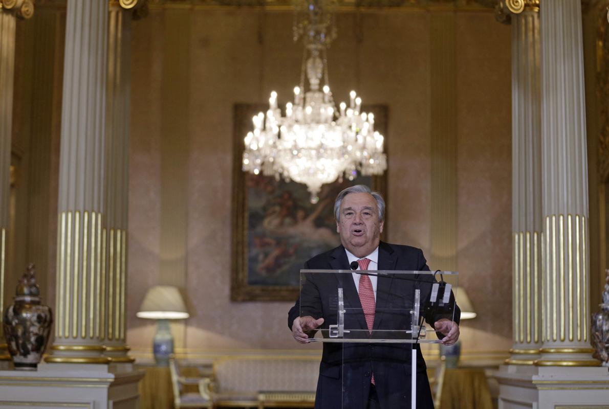 Antonio Guterres, durante su comparecencia ante la prensa hoy en Lisboa