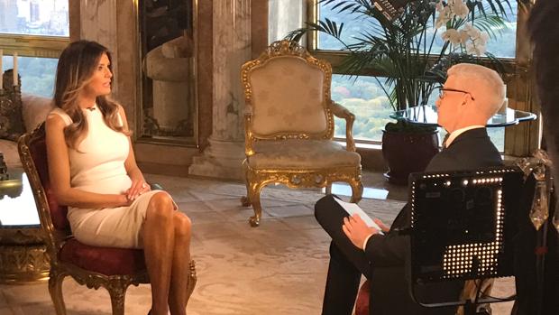 Melania Trump, durante la entrevista con la CNN
