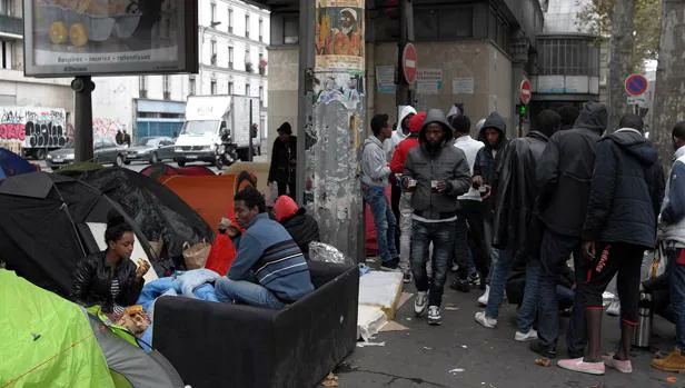 Uno de los campamentos improvisados que han surgido en las calles de París