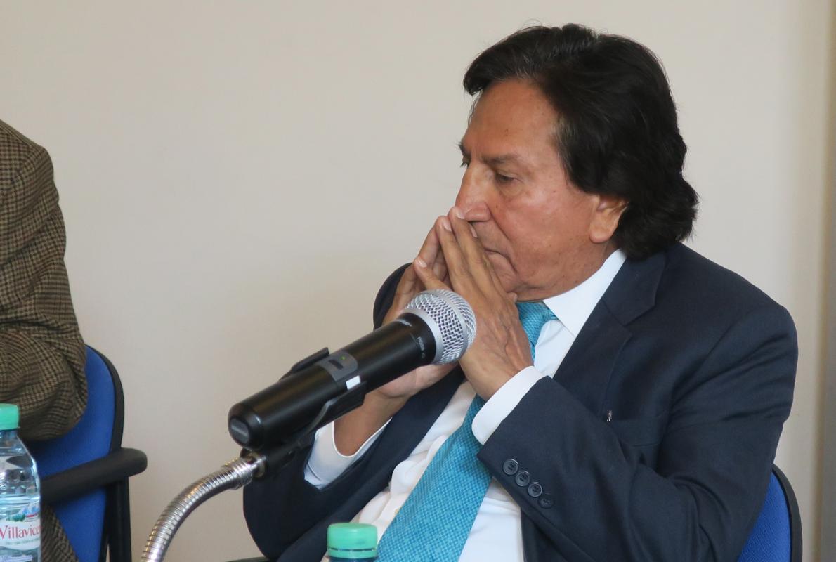 El expresidente peruano Alejandro Toledo, durante la presentación de su libro en la Universidad Torcuato di Tella de Buenos Aires