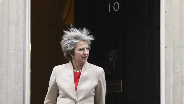 Theresa May, este viernes en Downing Street