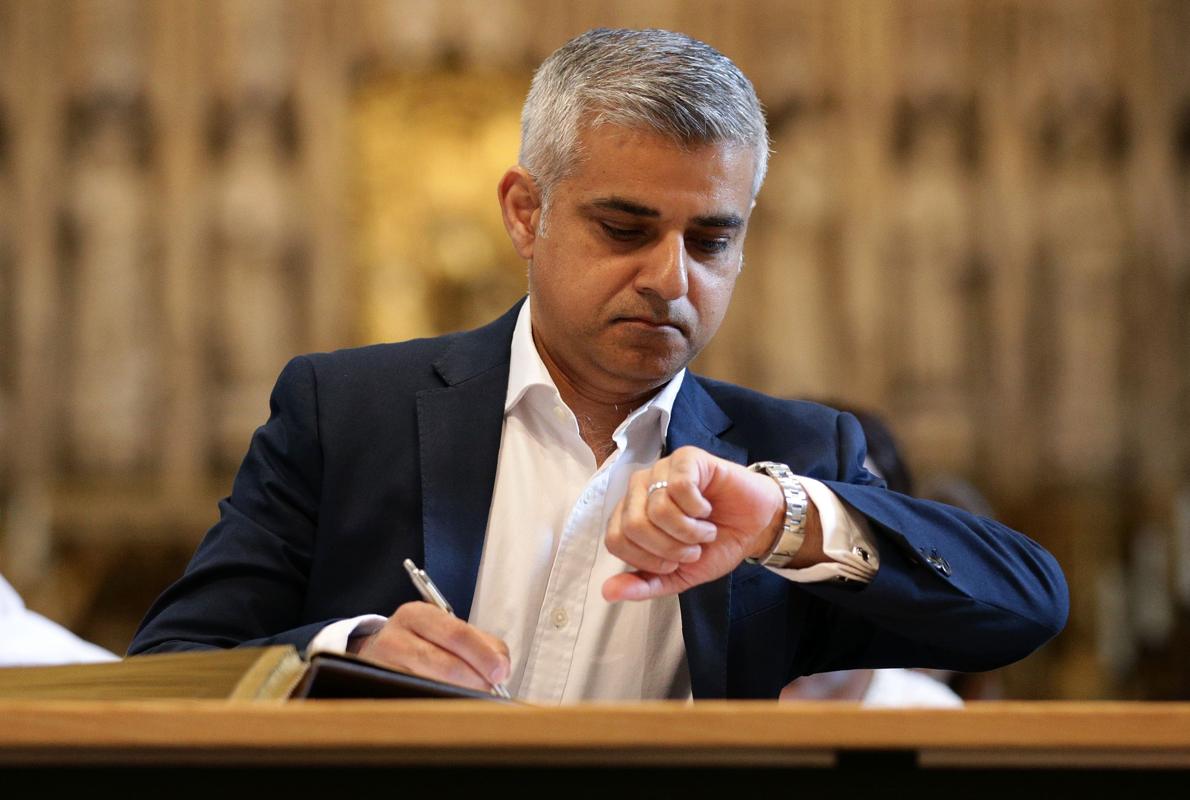 El alcalde Sadiq Khan, durante su toma de posesión