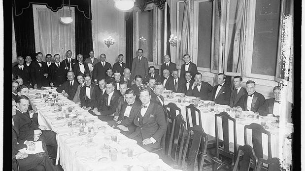 Cena de los corresopnsales de la Casa Blanca, en 1923