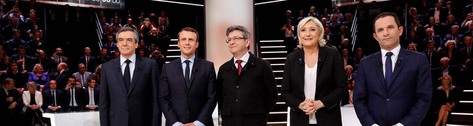 Emmanuel Macron, Jean-Luc Mélenchon y Marine Le Pen