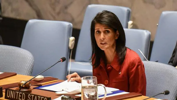 La embajadora Nikki Haley, ante el Consejo de Seguridad de la ONU, el 7 de abril