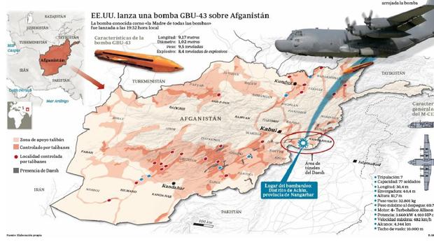 Así fue el lanzamiento de la bomba GBU-43 sobre Afganistán