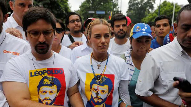 Lilian Tintori, durante la marcha contra el Gobierno venezolano