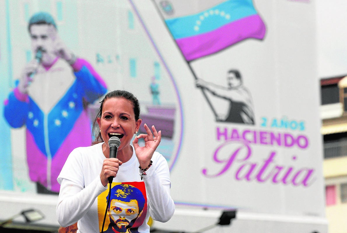 Machado, durante una protesta en Caracas contra Maduro