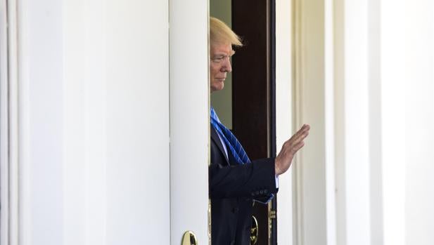 Donald Trump, en la entrada de la Casa Blanca