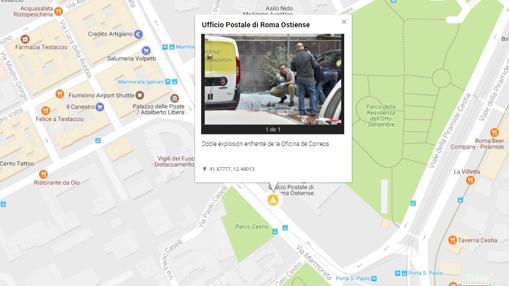 La doble explosión se ha producido frente a la oficina de correos de Via Marmorata