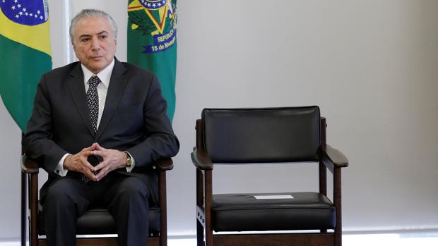 El presidente brasileño, Michel Temer, antes de una reunión en Brasilia