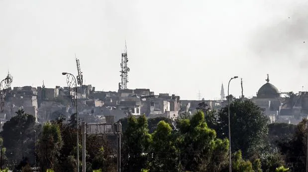 Una imagen de la ciudad de Mosul, tomada ayer