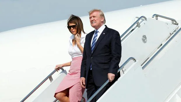 Donald Trump y su mujer aterrizan en New Jersey