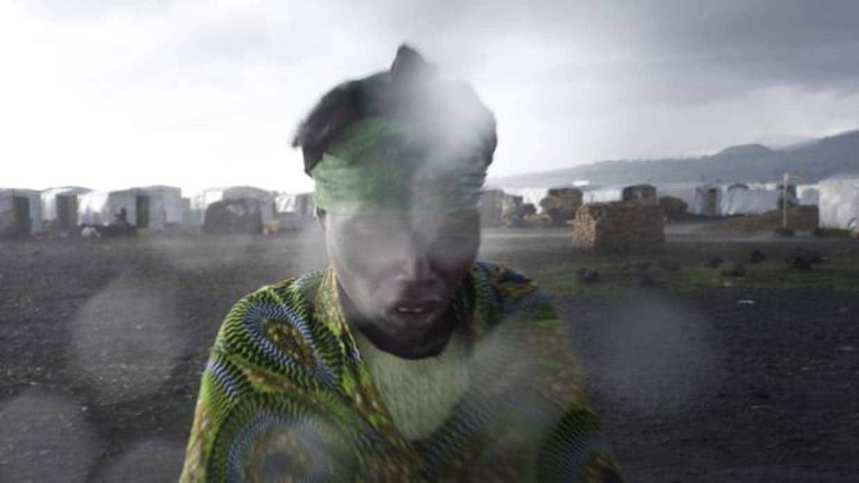 Una mujer en un campo de desplazados de Kibati, en la RDC